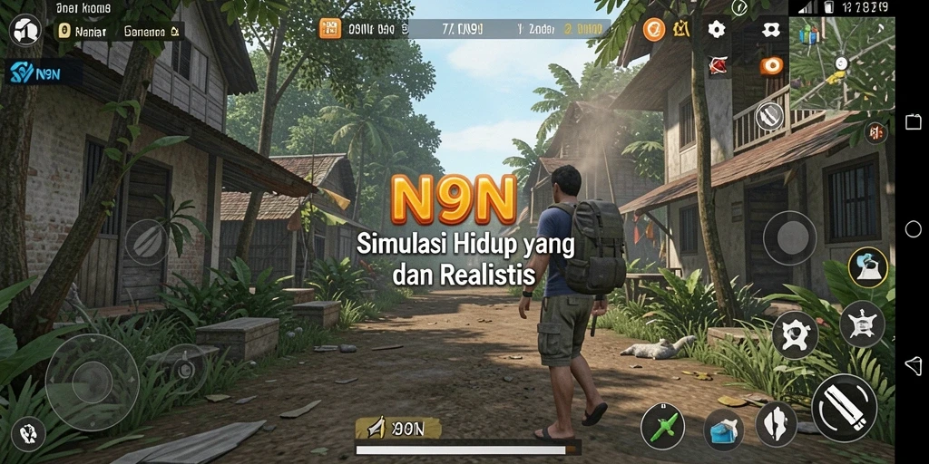 Gambar gameplay 9N9N menunjukkan interaksi karakter yang mendalam.