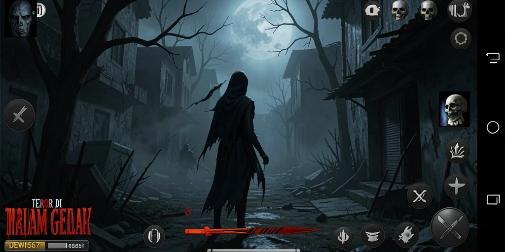 Tampilan gameplay menyeramkan dari DEWI567 dengan suasana yang mencekam.