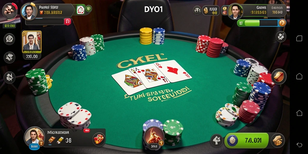 Tampilan utama DYO1 menampilkan gameplay intens dari permainan poker.