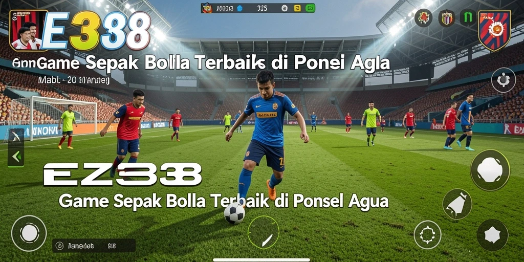 Tangkapan layar EZ338 menunjukkan aksi dan gameplay seru dalam sepak bola.