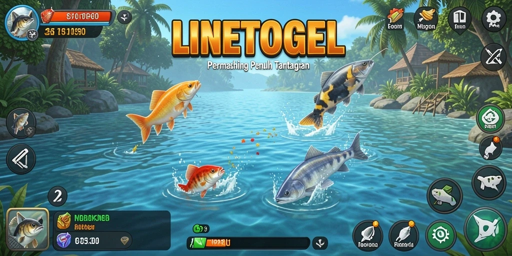 Tampilan menarik gameplay LINETOGEL saat memancing ikan.