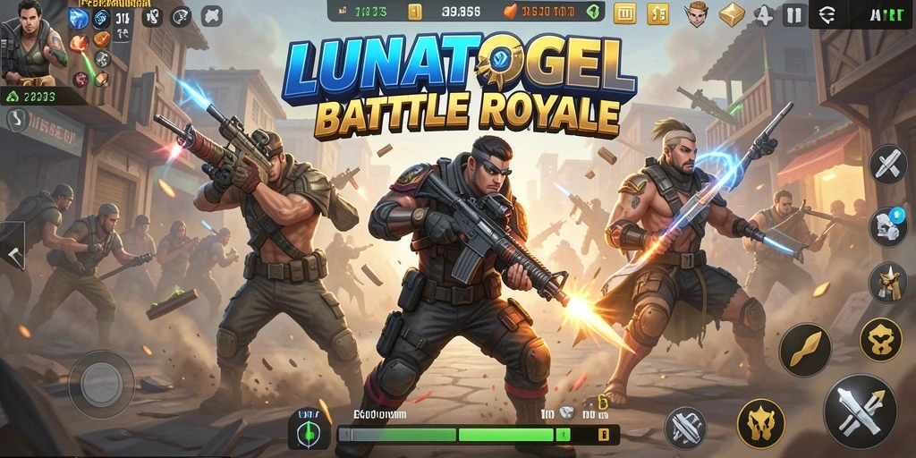 Tangkapan layar gameplay LUNATOGEL yang mendebarkan di arena Battle Royale.