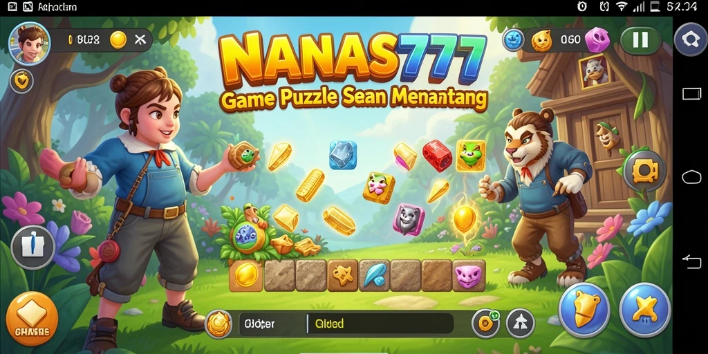 Tangkapan layar utama gameplay NANAS777 menunjukkan tantangan puzzle yang seru.
