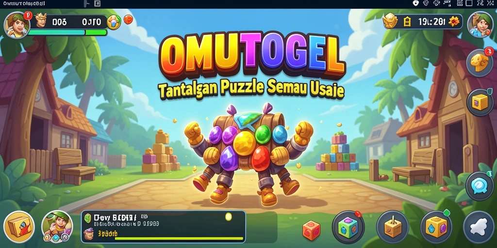 Screenshot OMUTOGEL menampilkan tantangan puzzle yang seru dan warna-warni.