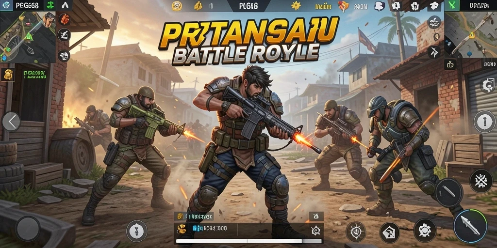 Screenshot PGG68 menampilkan pertempuran epik dalam Battle Royale.