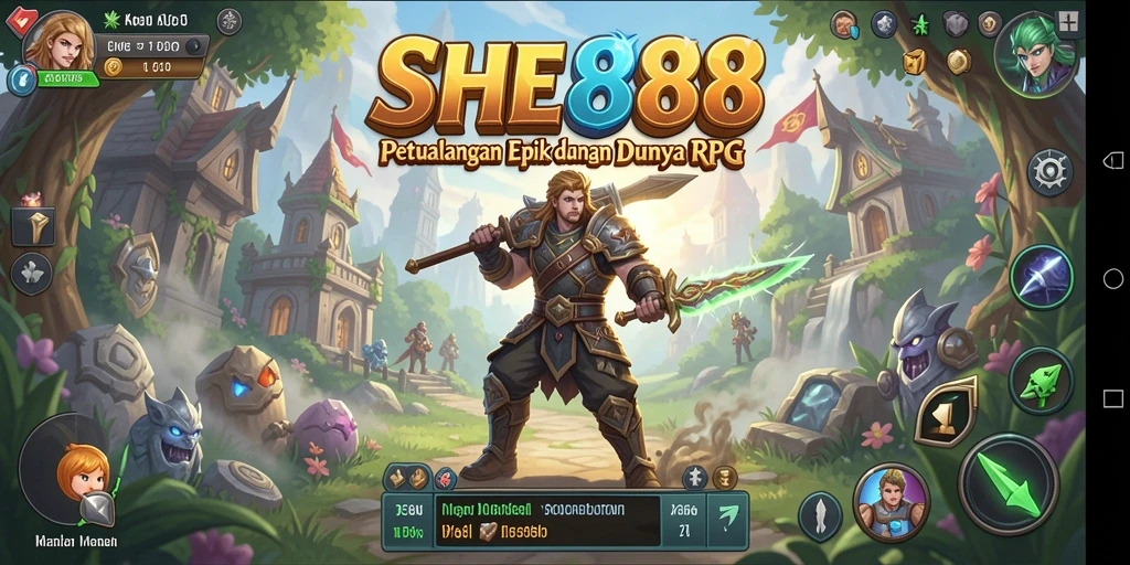 Tangkapan layar gameplay SHE888 menampilkan pertempuran seru dalam dunia RPG.
