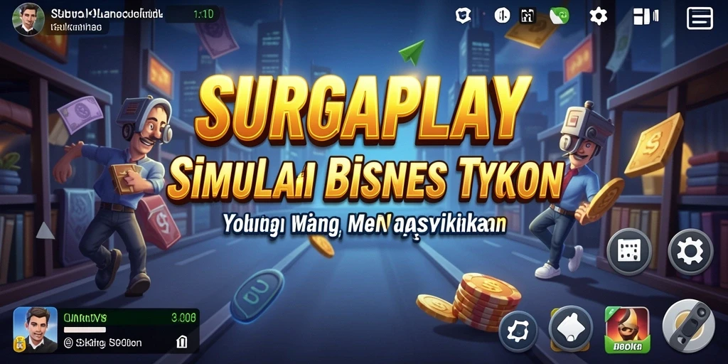 Screenshot dari gameplay SURGAPLAY menampilkan aktivitas manajemen yang dinamis.