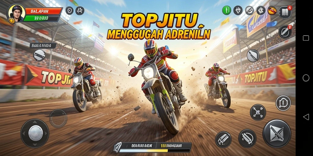 Tampilan aksi mendebarkan dari game balap TOPJITU.